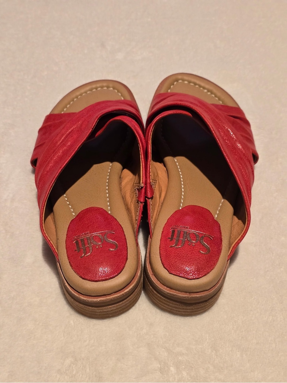 Sofft Red Leather Crisscross Slide Sandals- Fallon Size 6.5 NWOB - Picture 3 of 6
